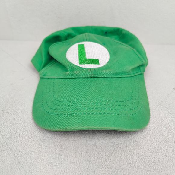 Vintage 90s Super Mario Bros Luigi Cap Adults One Size Nintendo Green‎ Cotton - Picture 1 of 7